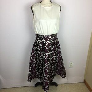 Ax Paris Fit & Flare Midi Dress Size 12 Womans White & Purple Floral Sleeveless